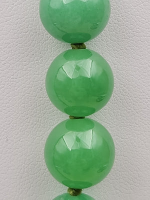 GRASSMAN-BLAKE 14k/Natural Green Onyx/Double Knotted/Graduated/Beaded Necklace