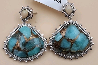 DALLAS PRINCE Amazonite/Opal/Sterling Silver Dangle Earrings