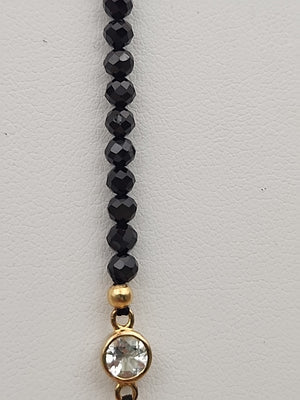 HSN Faceted Black Onyx/Topaz/14k Over Sterling Silver 36" Necklace