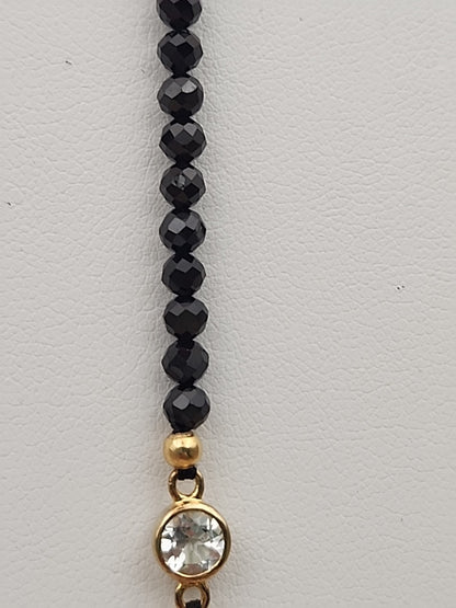 HSN Faceted Black Onyx/Topaz/14k Over Sterling Silver 36" Necklace