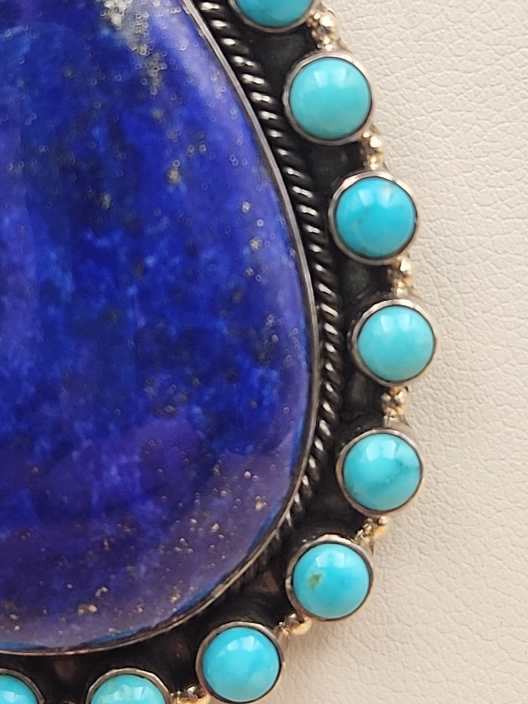 Sleeping Beauty Turquoise/Lapis Lazuli Cabochon/Sterling Silver Pendant