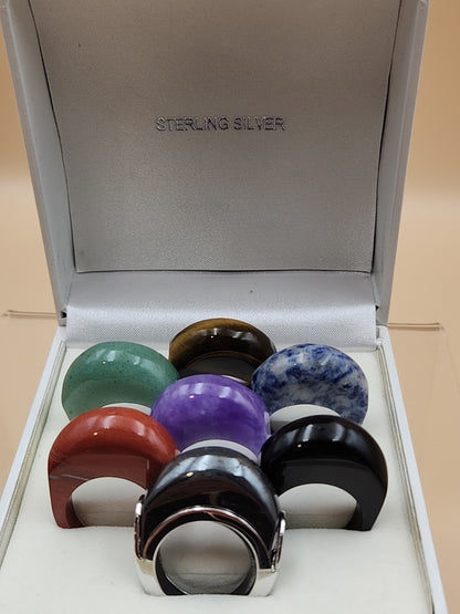 7 Semi Precious Stones/Sterling Silver Drop Ring  Size 7.5