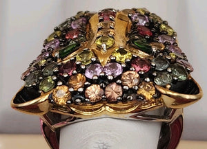 MICHAEL VALITUTTI Multi Gemstone/Sterling Silver/ Panther/Jaguar Head Ring Sz.5