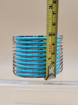 ANSON LETICIA WALLACE ZUNI Turquoise Inlaid/Sterling Silver Cuff Bracelet
