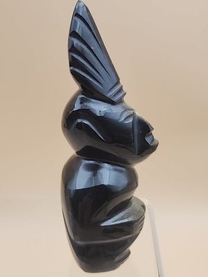 Gold Sheen Obsidian Hand Carved Mayan Aztec Statue
