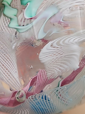 MURANO Italy Fratelli Toso Latticino Millefiori Scramble Pastel Egg Paperweight