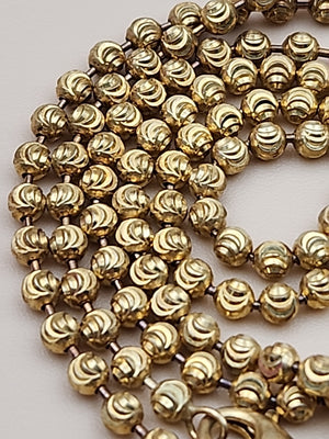 Italian Moon Cut/Gold Plated/Sterling Silver/30" Ball Bead Chain Necklace