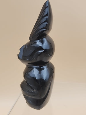 Gold Sheen Obsidian Hand Carved Mayan Aztec Statue