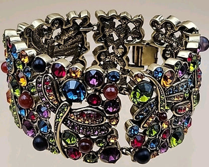 HEIDI DAUS Multi Color Faceted Swarovski Crystal/Dragonfly Panel Bracelet