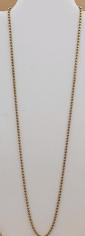 Italian Moon Cut/Gold Plated/Sterling Silver/30" Ball Bead Chain Necklace