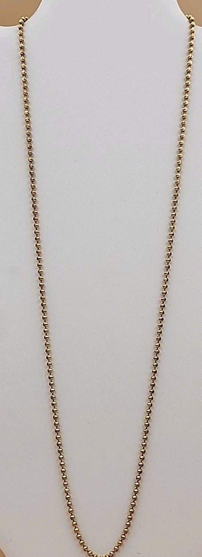 Italian Moon Cut/Gold Plated/Sterling Silver/30" Ball Bead Chain Necklace
