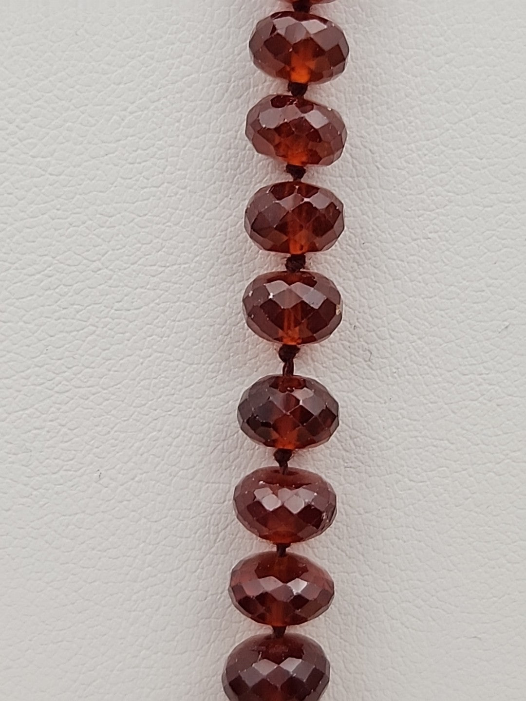 Faceted Rondele Hessonite Garnet Vermeil Graduated Vintage 26" Necklace