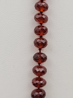 Faceted Rondele Hessonite Garnet Vermeil Graduated Vintage 26" Necklace