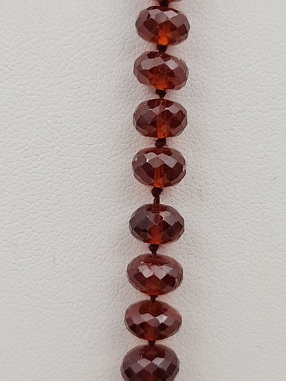 Faceted Rondele Hessonite Garnet Vermeil Graduated Vintage 26" Necklace