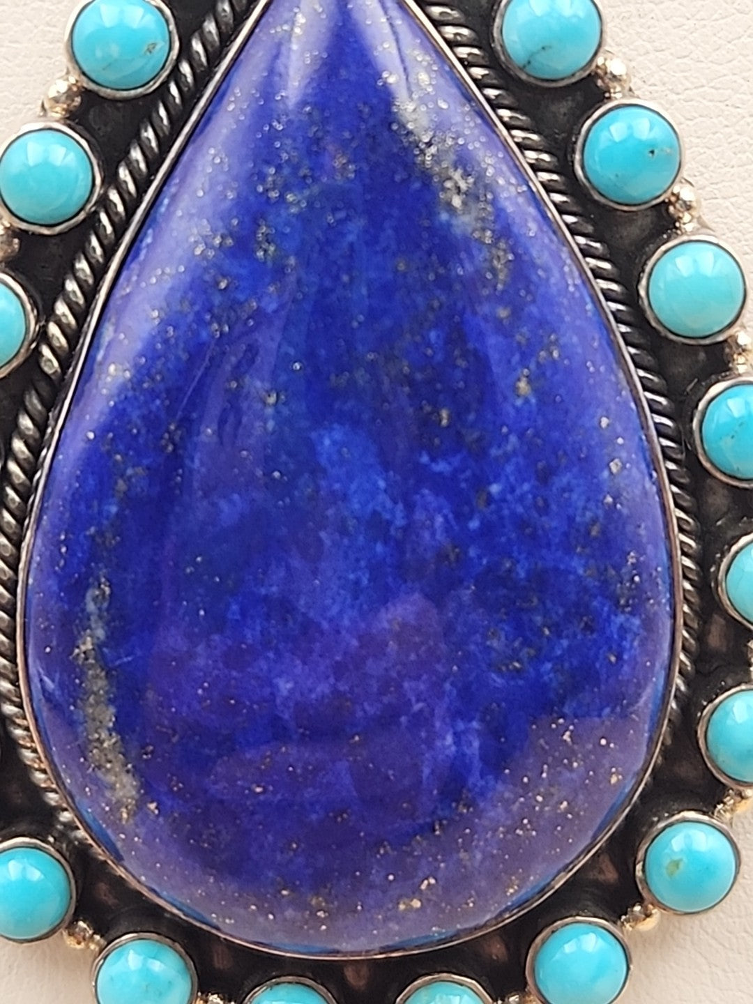 Sleeping Beauty Turquoise/Lapis Lazuli Cabochon/Sterling Silver Pendant