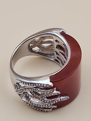 Carnelion Agate-Aqeeq/Sterling Silver Ring Size 8