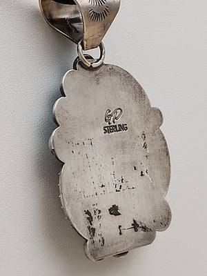 GILBERT PLATERO NAVAJO Sleeping Beauty/ White Buffalo Turquoise/Sterling Pendant