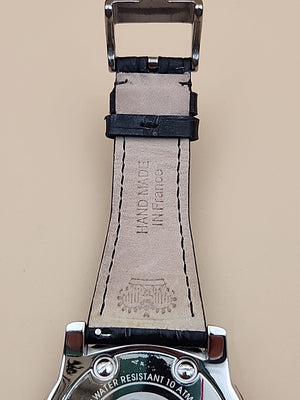 GLAM ROCK Black Alligator Leather/Diamond Bezel/Miami #GR10021 NEW BATTERY