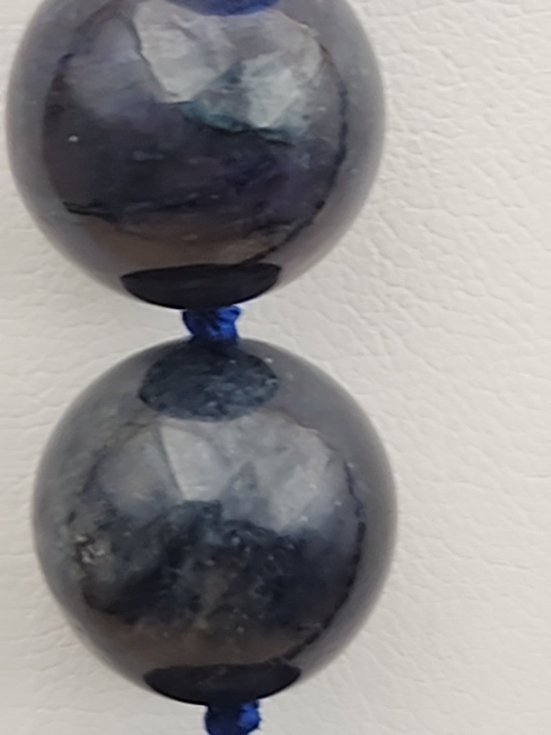 Blue Dumortierite Polished 14mm Bead/Sterling Silver Clasp 17" Necklace