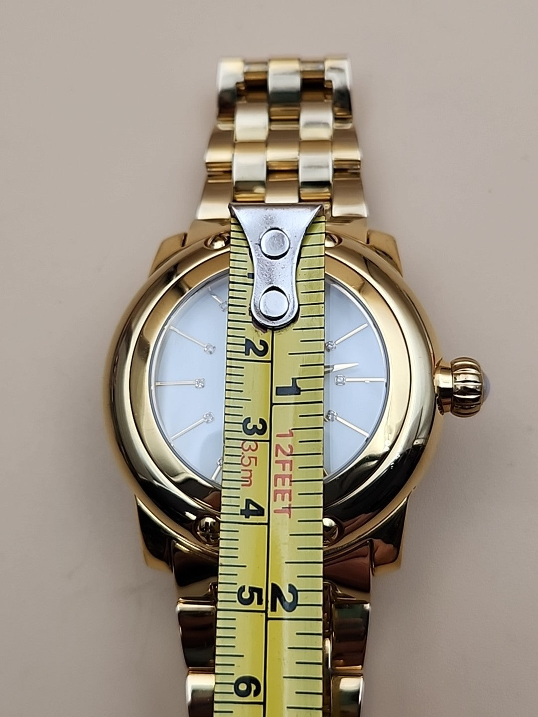 GLAM ROCK Miami Quartz Gold Tone/Crystal Indices/Glowing Hands Watch NEW BATTERY