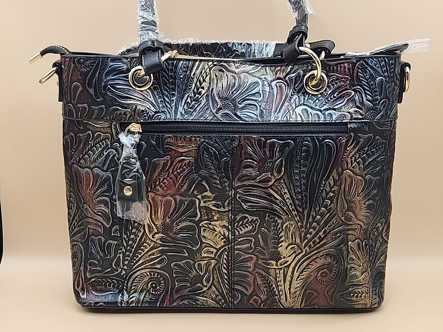 M.C. Textured Leather Multi Color Handbag