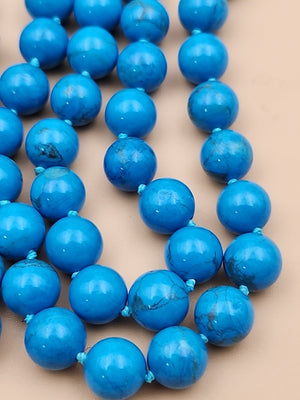 Turquoise 28" Beaded Necklace With Matching 14k Gold Post Stud Earrings