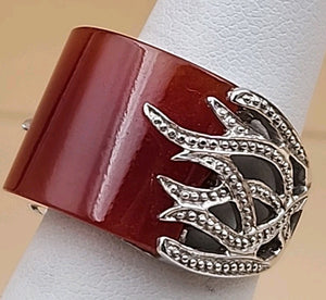 Carnelion Agate-Aqeeq/Sterling Silver Ring Size 8