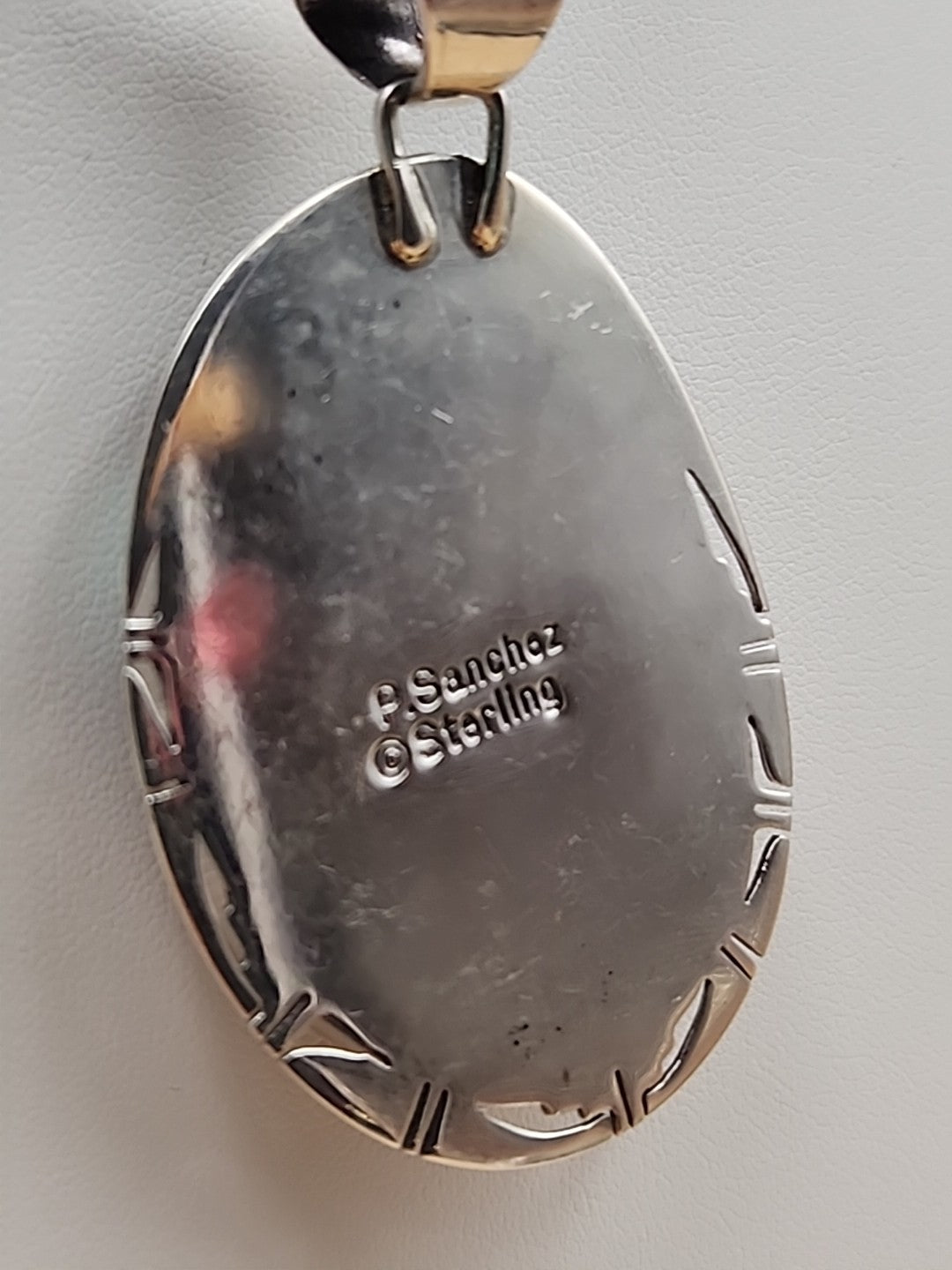 PHILLIP SANCHEZ Navajo Native American  Sterling Silver/ Turquoise Pendant