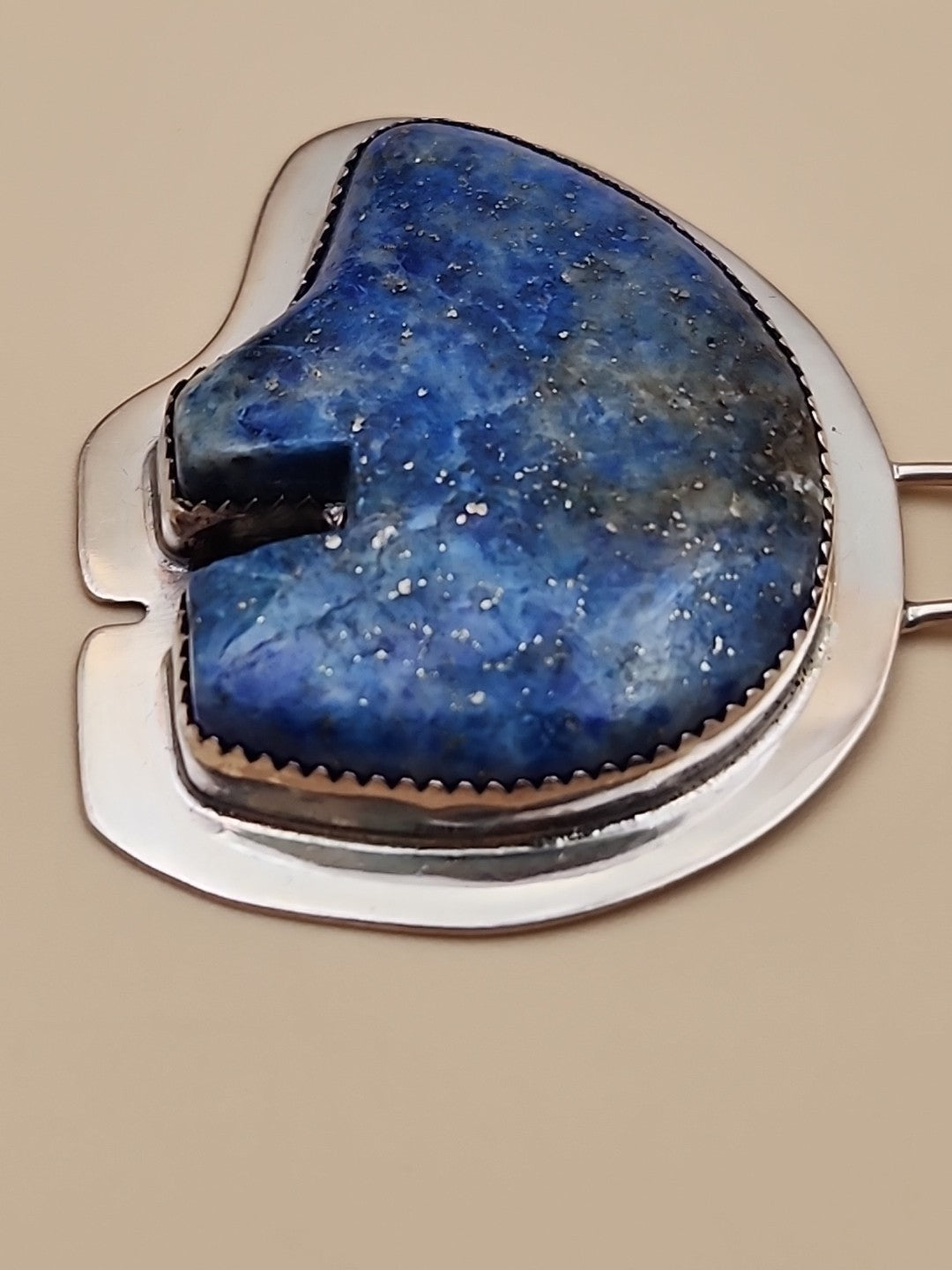 BENJAMIN PIASO NAVAJO Lapis Lazuli Bear/Sterling Silver Navajo Bear Pendant