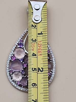 Amethyst/Rose Quartz/White Quartz/Sterling Silver Teardrop Drop/Dangle Earrings