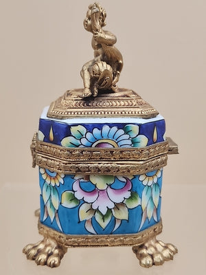 LIMOGES Peint A La Main #2559 Of 3400 Limited Edition Gilt Bronze Trinket Box