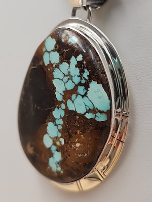 PHILLIP SANCHEZ Navajo Native American  Sterling Silver/ Turquoise Pendant