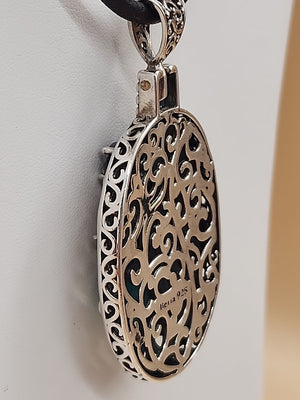 BERIA Turkish Turquoise/Mystic Topaz/Green Onyx/Sterling Silver Filagree Pendant
