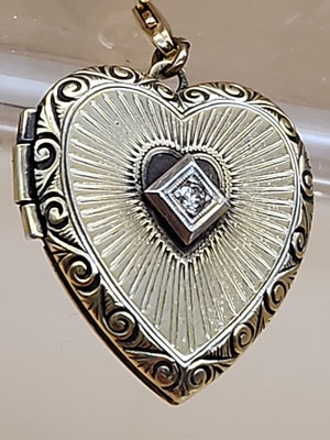 L.S. AND COMPANY Diamond/Sterling Silver/ Antique WWII Sweetheart Locket