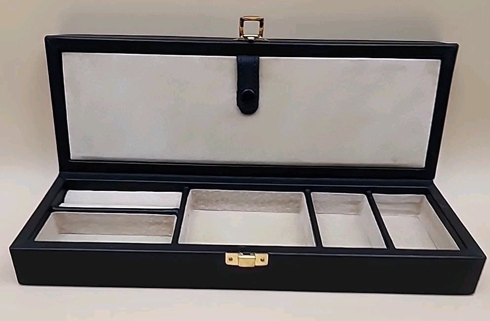 WOLF CAROLINE Black Vegan Leather/Ultra Suede Lined Watch And Jewelry Storage