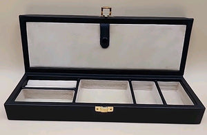 WOLF CAROLINE Black Vegan Leather/Ultra Suede Lined Watch And Jewelry Storage