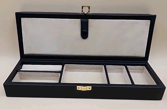 WOLF CAROLINE Black Vegan Leather/Ultra Suede Lined Watch And Jewelry Storage