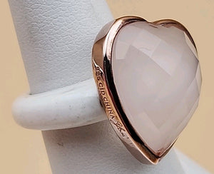 YOURS BY LOREN Rose Quartz/White Onyx/Vermeil Rose Gold Sterling Ring Size 7