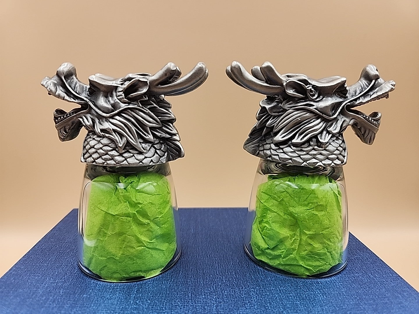 5IVESIS Set Of 2 Pewter Dragons Head Shot Glasses
