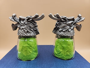 5IVESIS Set Of 2 Pewter Dragons Head Shot Glasses