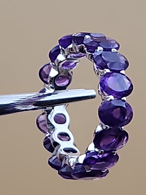 Amethyst/Sterling Silver Eternity Ring Size 6