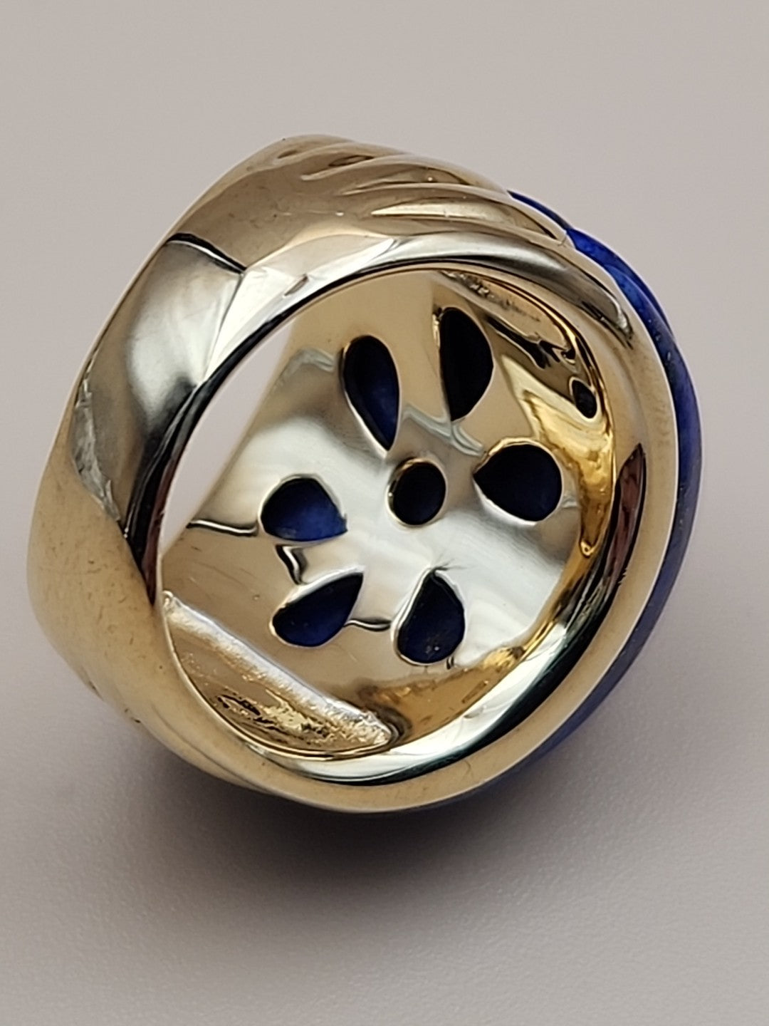 ROSS SIMONS Carved Lapis Lazuli/18k Over Sterling Dome Ring Size 7
