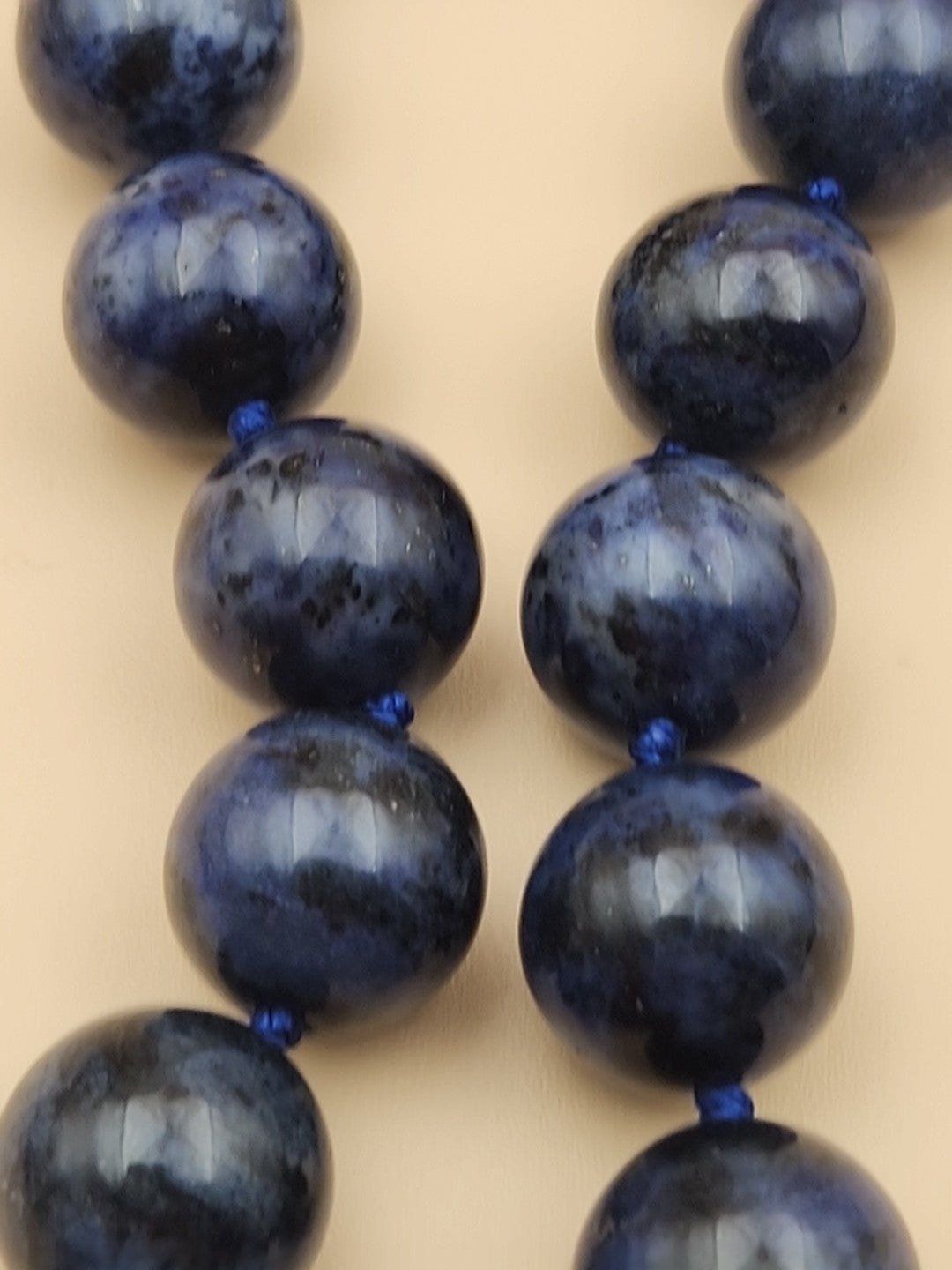 Blue Dumortierite Polished 14mm Bead/Sterling Silver Clasp 17" Necklace