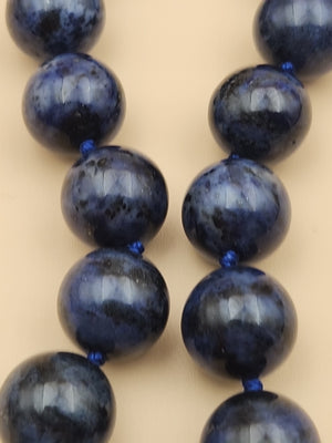Blue Dumortierite Polished 14mm Bead/Sterling Silver Clasp 17" Necklace