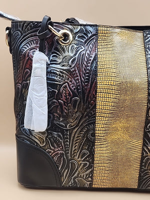 M.C. Textured Leather Multi Color Handbag