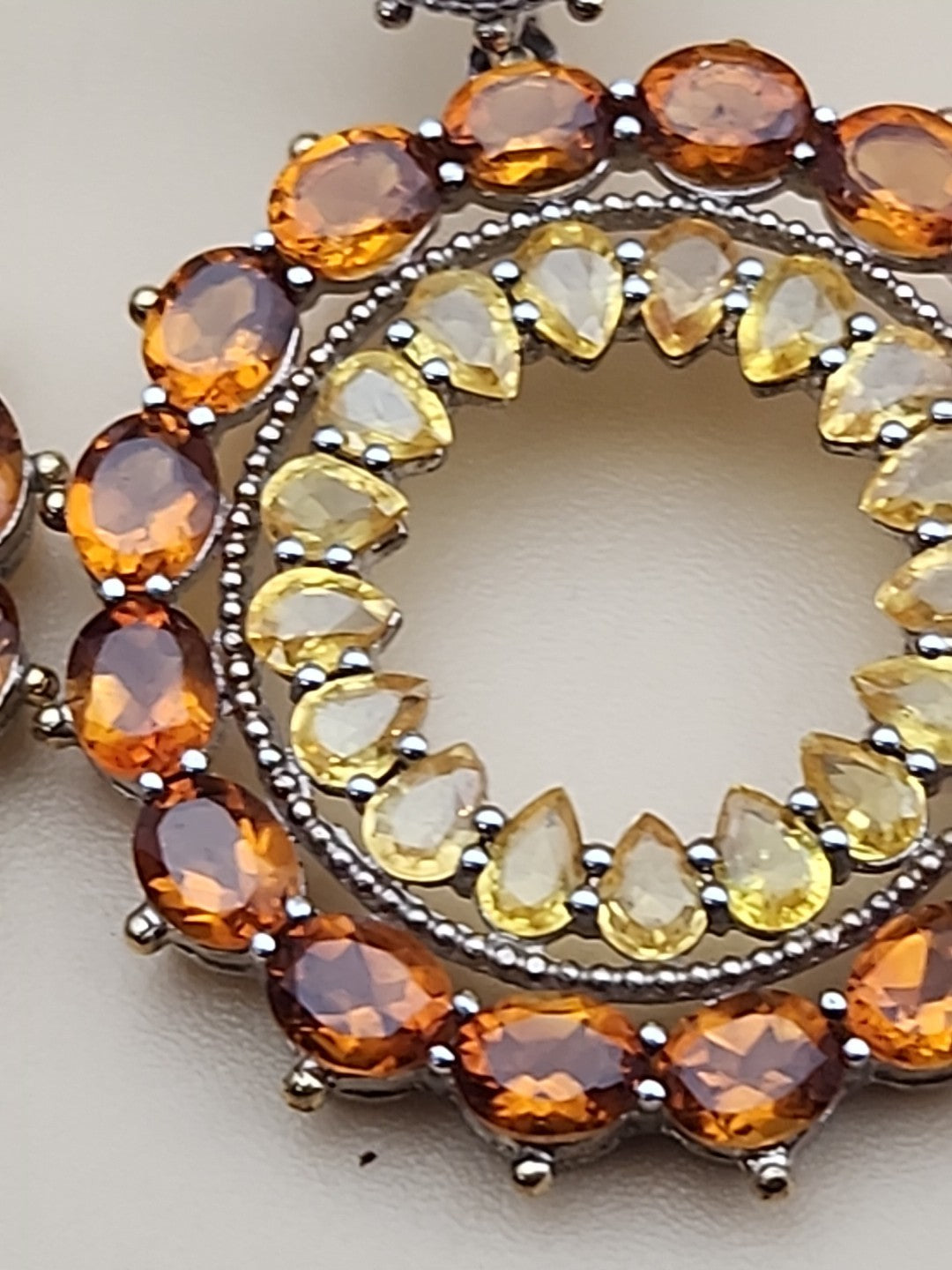 DALLAS PRINCE Yellow/Orange Citrine Drop/Dangle Hoop Earrings
