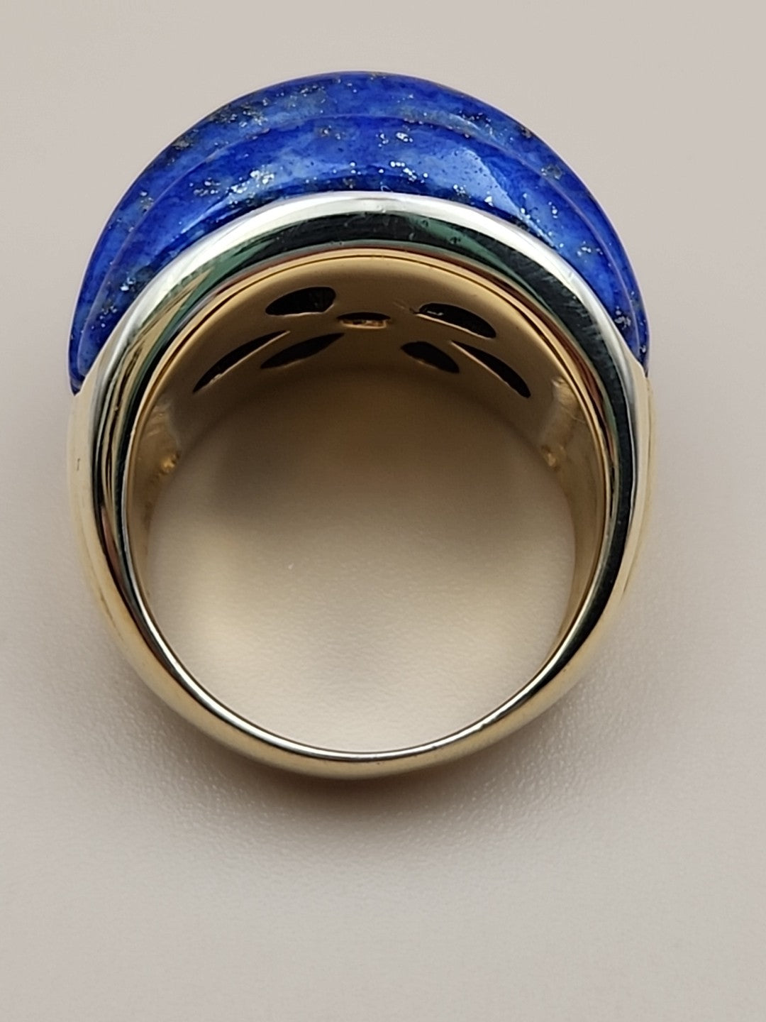 ROSS SIMONS Carved Lapis Lazuli/18k Over Sterling Dome Ring Size 7