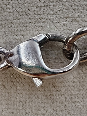 TIFFANY AND CO. 925 Silver Dbl. Dangle Heart 8" Open Link Charm Bracelet