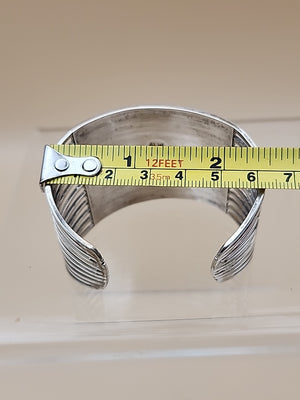 ANSON LETICIA WALLACE ZUNI Turquoise Inlaid/Sterling Silver Cuff Bracelet