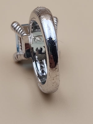JUDITH RIPKA Aquamarine/Cubic Zirconia/Sterling Silver Ring Size 6